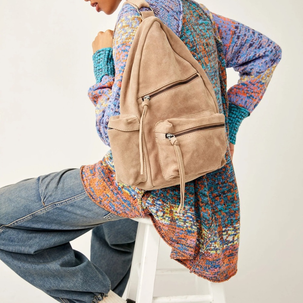 Free People Oxford Tan Suede Sling Bag NWT
